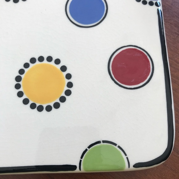 M. Bagwell Happy Together Polka Dot Ceramic Trivet Cheese Board - Picture 3 of 6
